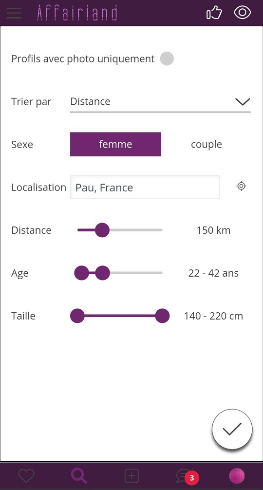 fonctionnalite recherche affairland